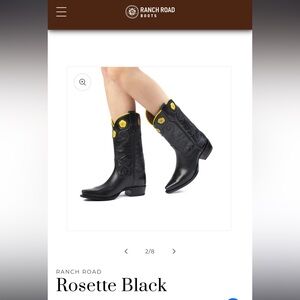Genuine Black Leather Rosette cowgirl boots from Ranch Road Boots